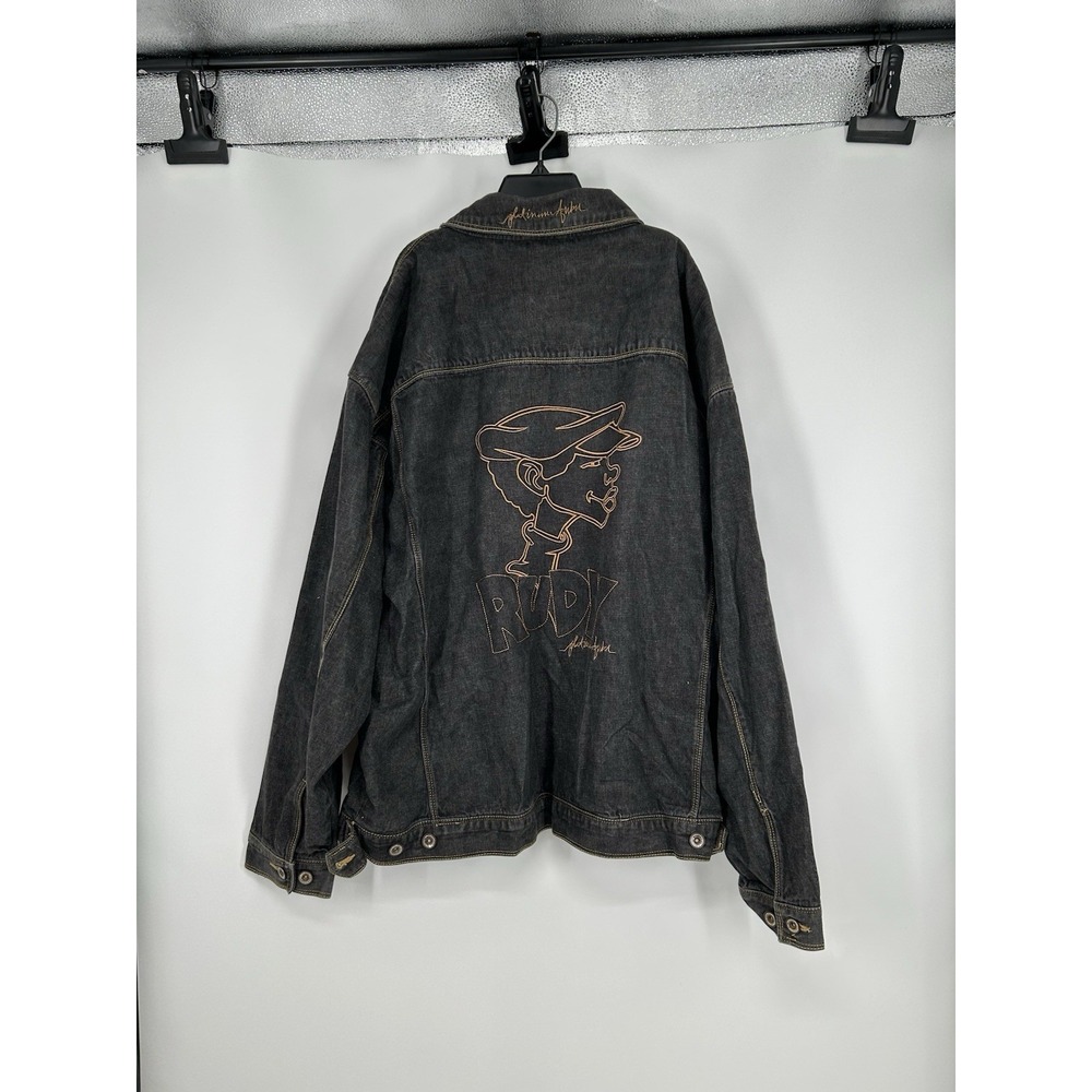 Fubu Platinum Embroidered Graphic Denim Jean Jacket Vintage Y2K Skater Mens 3XL‎